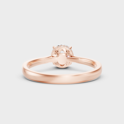 Blush Rose Gold Ring With Hallmarked Round Lab-Grown Diamonds And Hidden Halo Detail