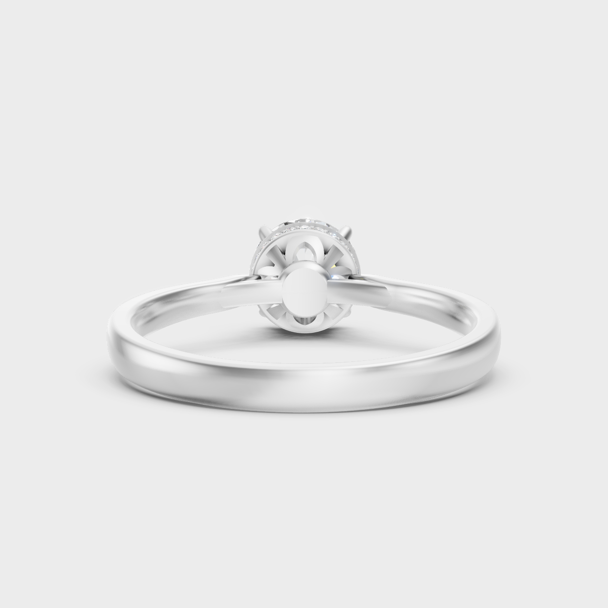 White Gold Round-Shaped Lab-Grown Diamond Hidden Halo Ring With Hallmark Gold Quality