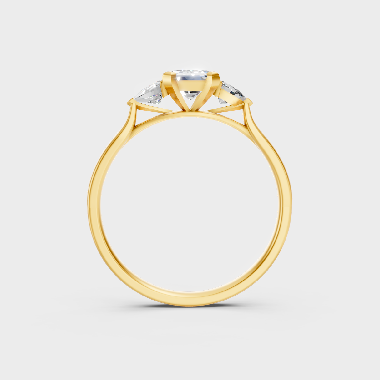  Yellow Gold Emerald-Cut Diamond Ring With Trillion Accents For An Ethical Style