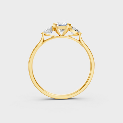  Yellow Gold Emerald-Cut Diamond Ring With Trillion Accents For An Ethical Style