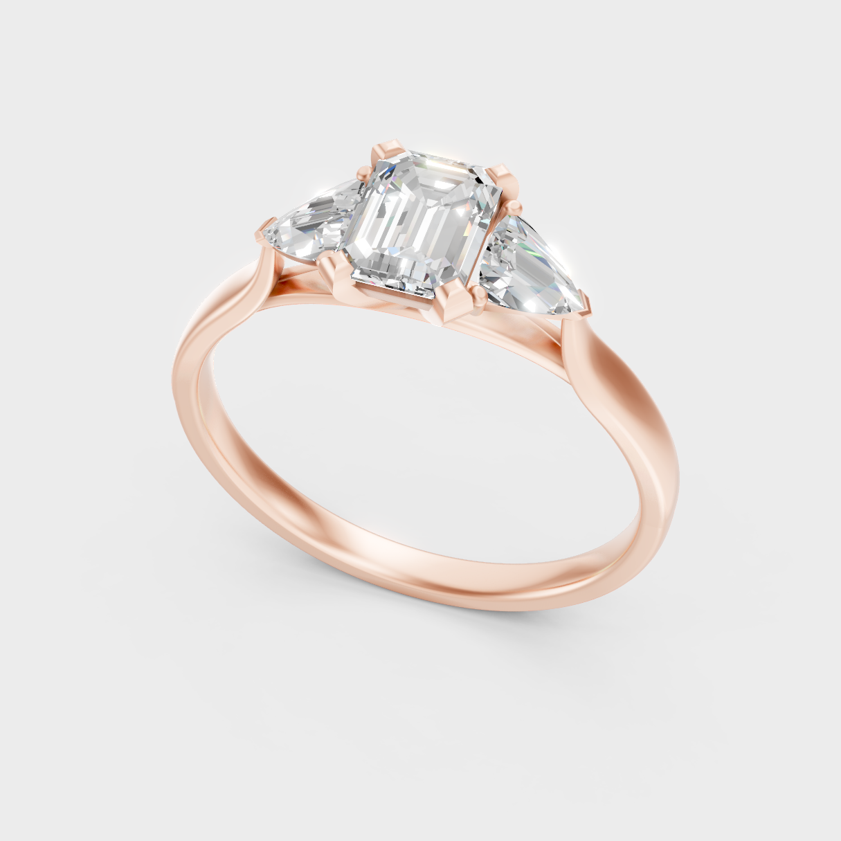 Modern Rose Gold Engagement Ring With A Brilliant Sustainable Emerald-Cut Diamond