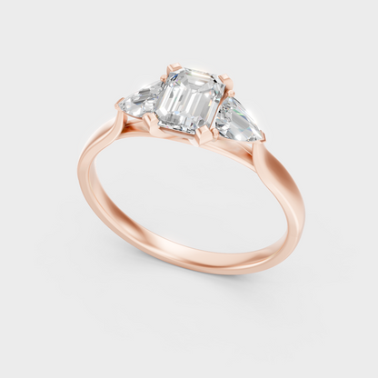 Modern Rose Gold Engagement Ring With A Brilliant Sustainable Emerald-Cut Diamond