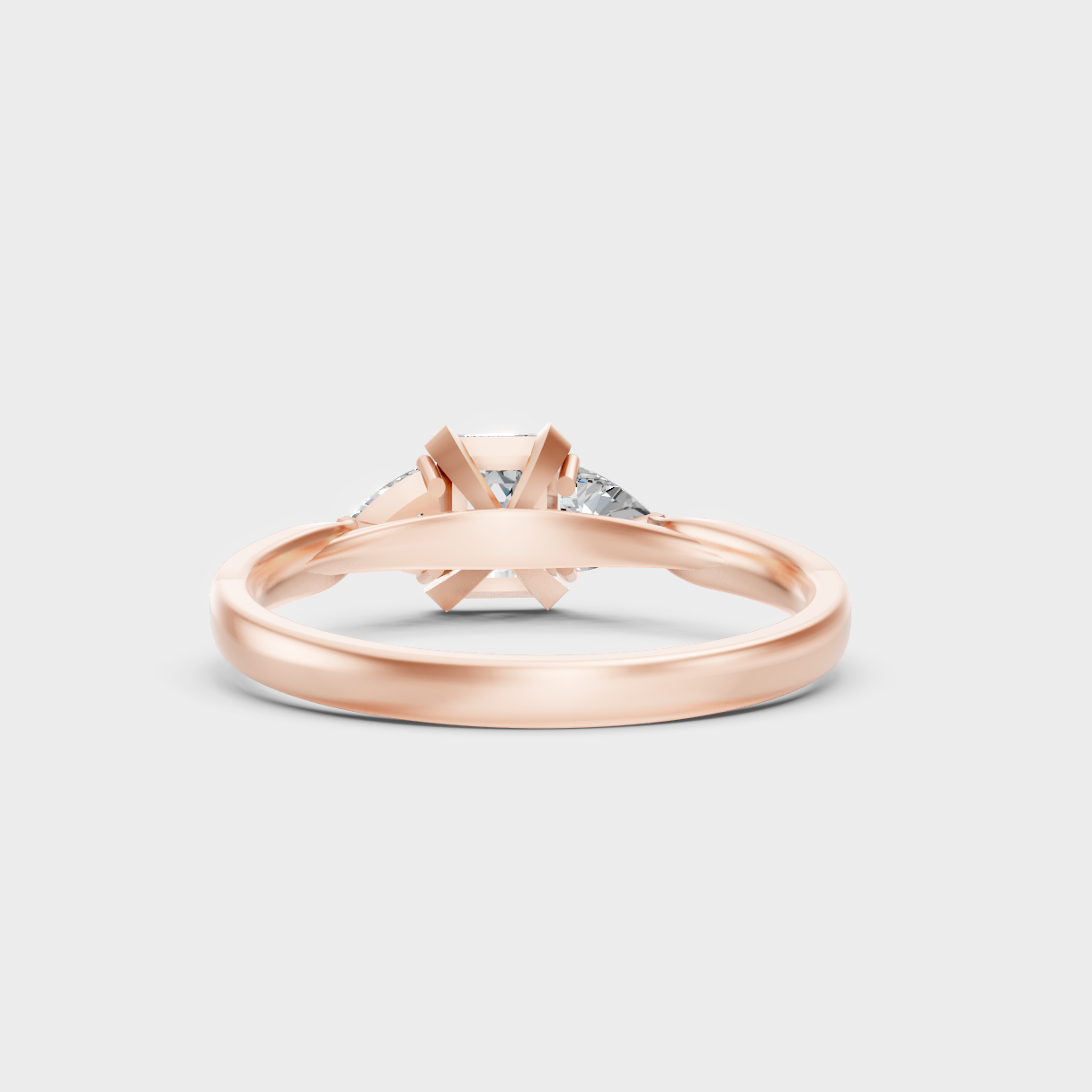 Blush Rose Gold Ring With Hallmarked Emerald And Trillion-Cut Lab-Grown Diamonds