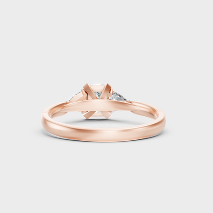 Blush Rose Gold Ring With Hallmarked Emerald And Trillion-Cut Lab-Grown Diamonds