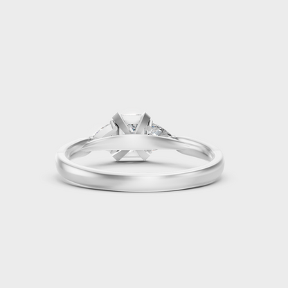 White Gold Emerald-Cut Lab Diamond Three-Stone Ring For Sophisticated Eco-Friendly Luxury