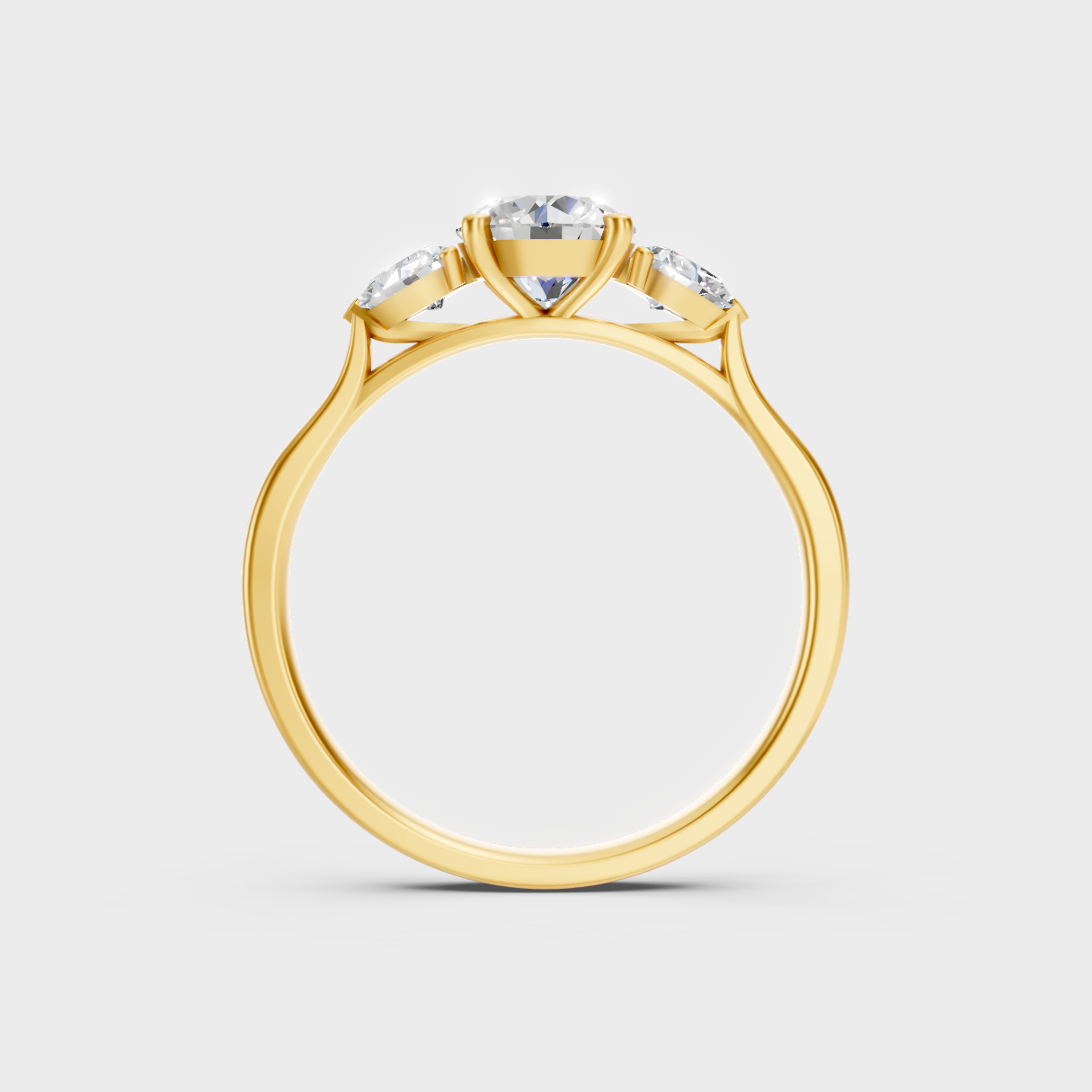 Hallmarked 18K Yellow Gold Ring With 1.50Ct Brilliant Trio Lab Diamond Showcase