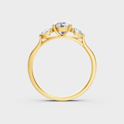Hallmarked 18K Yellow Gold Ring With 1.50Ct Brilliant Trio Lab Diamond Showcase