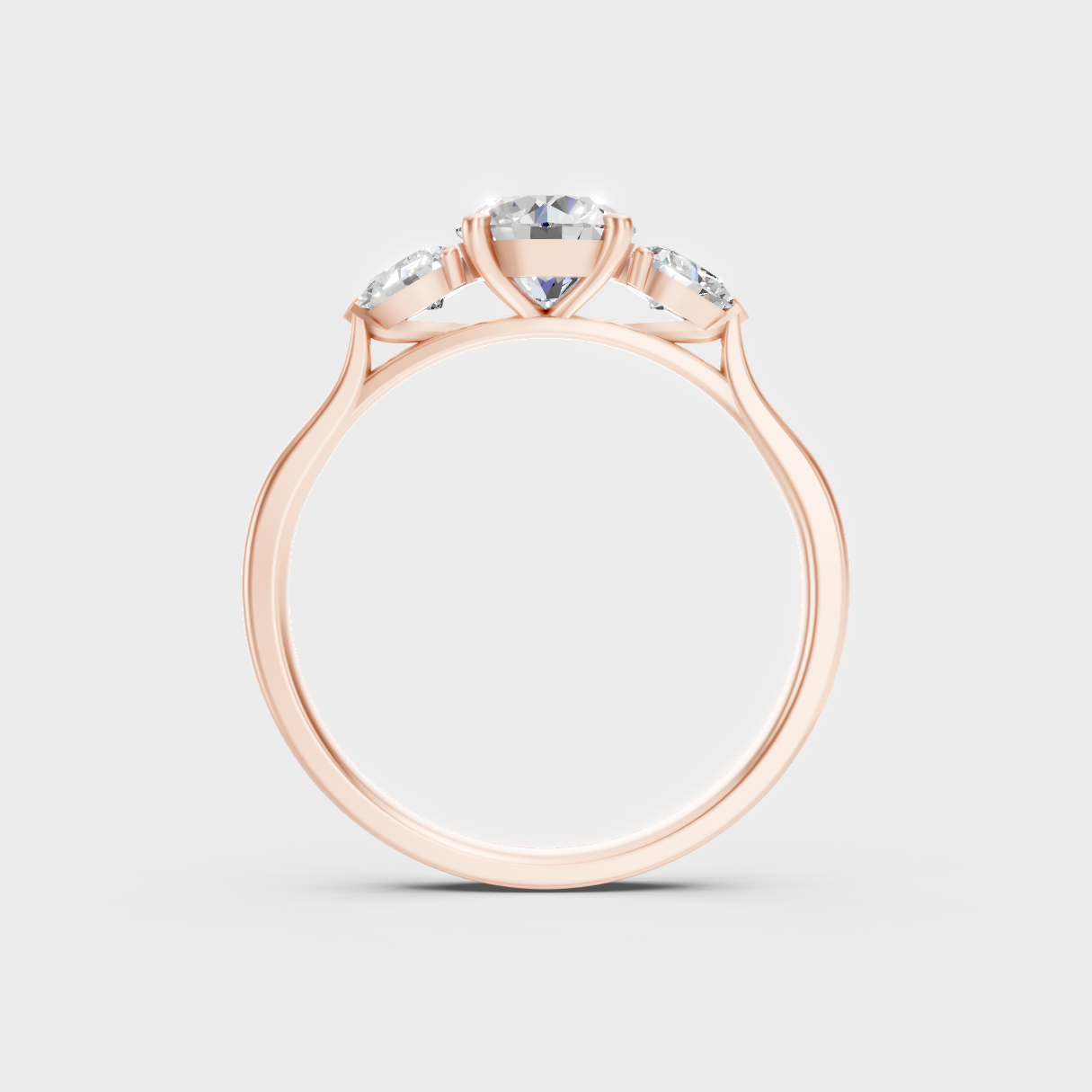  Blush Rose Gold Trio Lab Diamond Ring For Sophisticated Sustainable Luxury