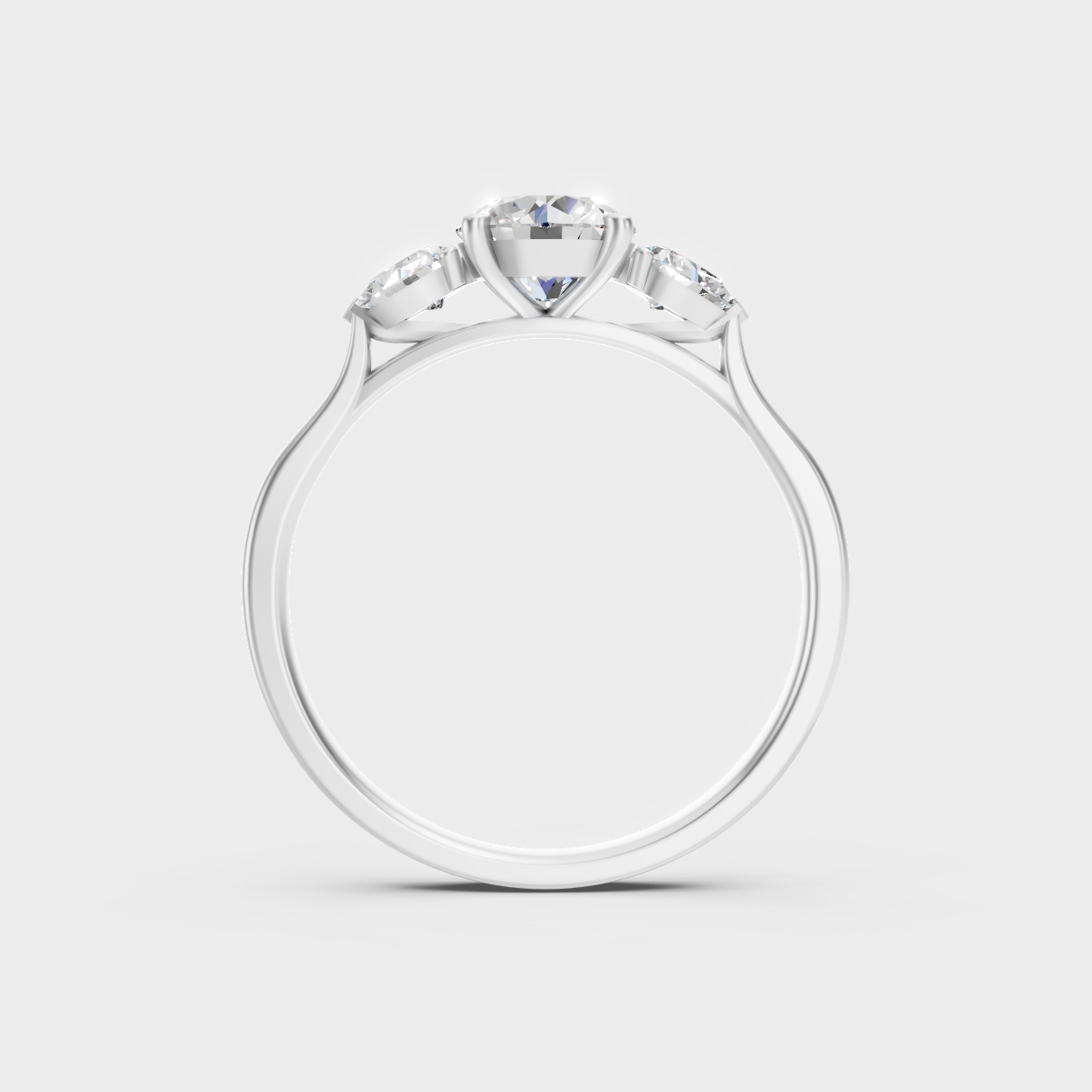 Hallmarked 14K White Gold Ring With 1.50Ct Brilliant Trio Lab Diamond Detail