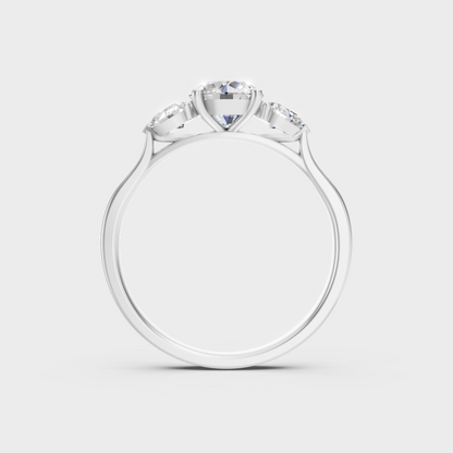 Hallmarked 14K White Gold Ring With 1.50Ct Brilliant Trio Lab Diamond Detail