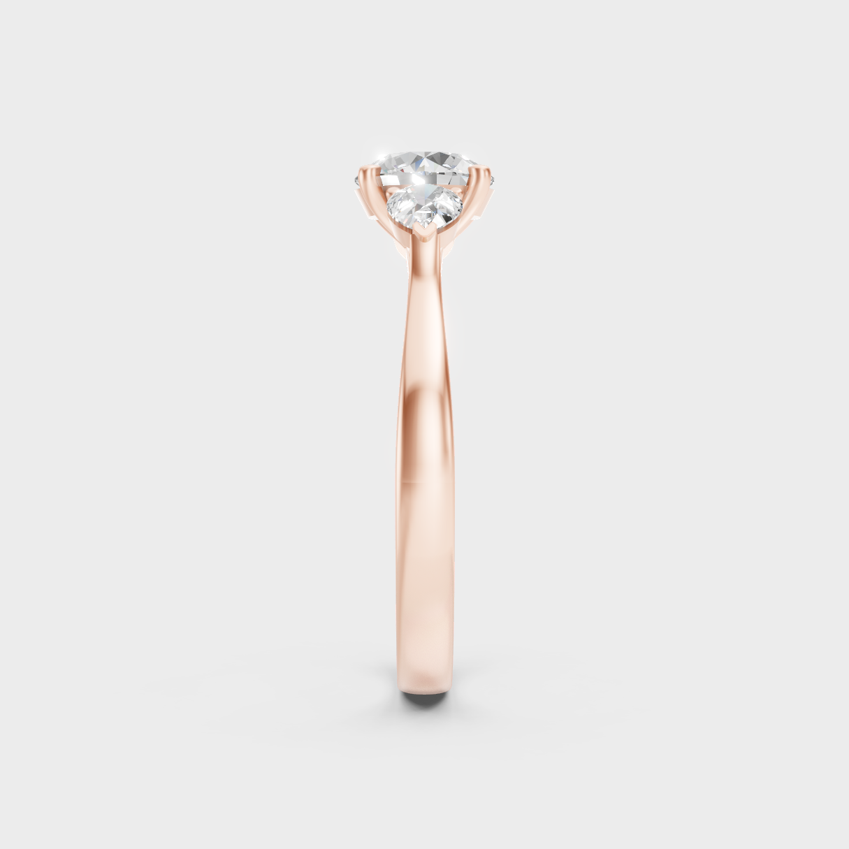High-Polish Rose Gold 1.50 Carat Trio Lab Diamond Ring For Maximum Sparkle