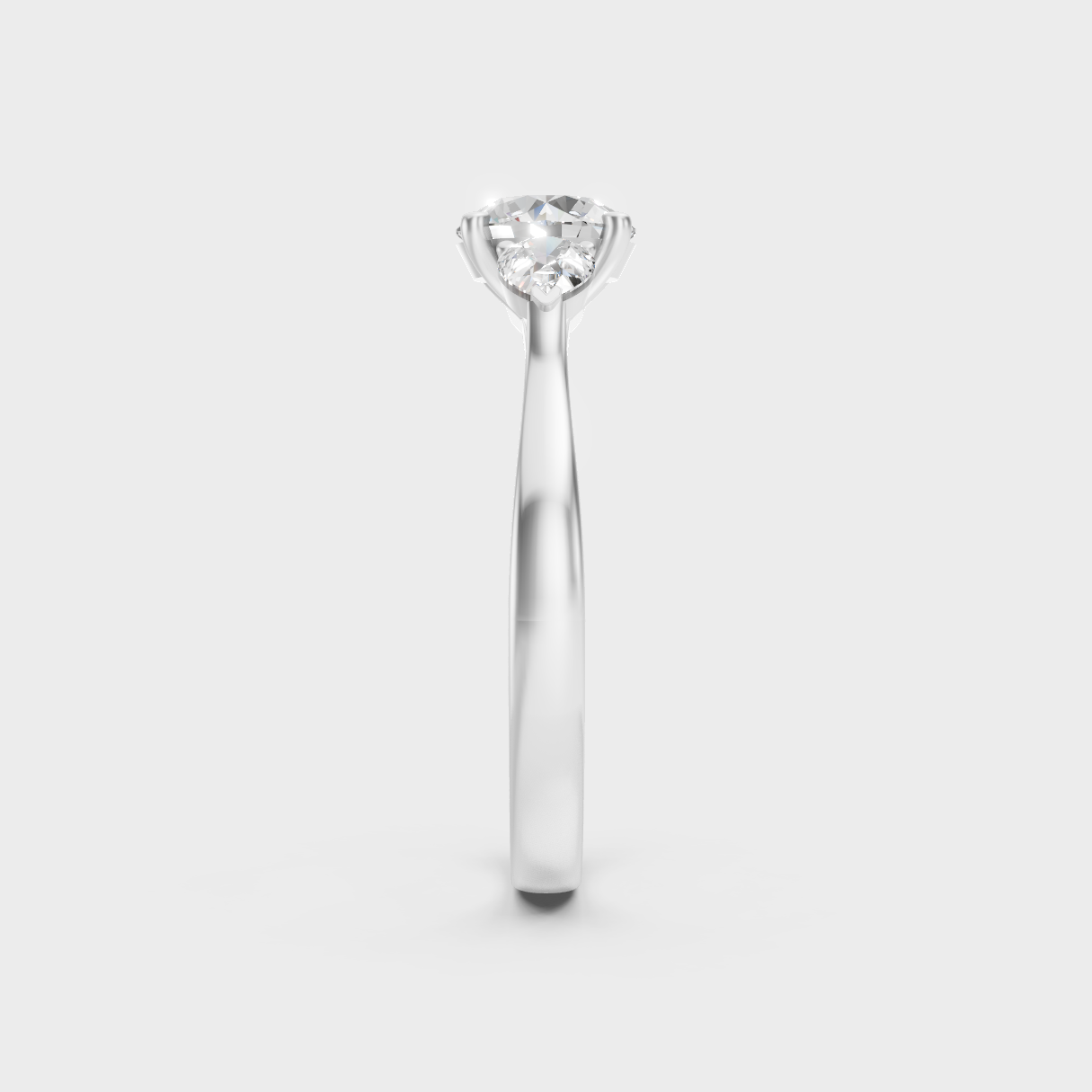 High-Polish 950 Platinum Round And Pear Lab Diamond Trio Ring For Maximum Brilliance