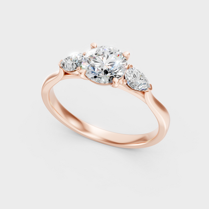  Sleek 14K Rose Gold Engagement Ring Featuring A GLI Certified 1.50Ct Trio Lab Diamond
