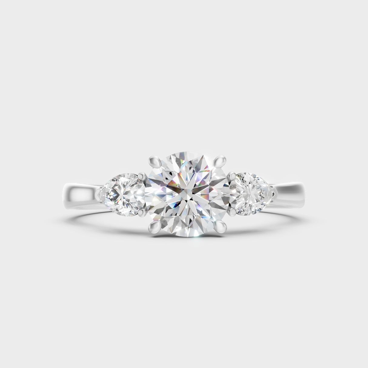 Certified 1.50 Carat Round And Pear-Cut Trio-Stone Lab-Grown Diamond In 14K White Gold