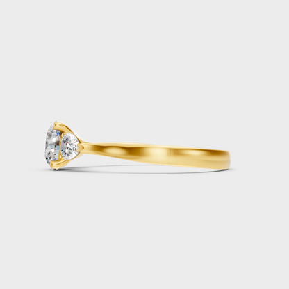 9K Yellow Gold Trio-Stone Lab-Grown Diamond Ring For Sophisticated Ethical Luxury