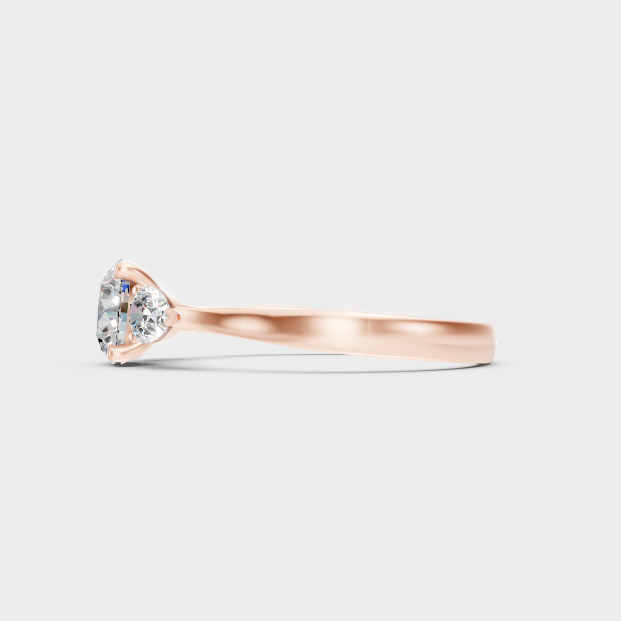 9K Rose Gold Round And Pear-Cut Lab-Grown Diamond Trio With Hallmark Quality