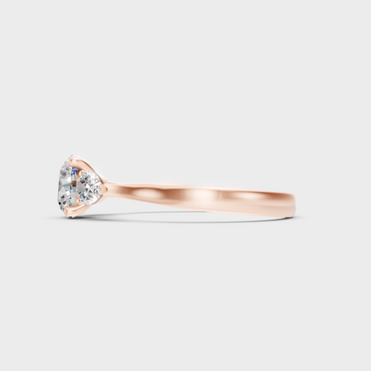 9K Rose Gold Round And Pear-Cut Lab-Grown Diamond Trio With Hallmark Quality