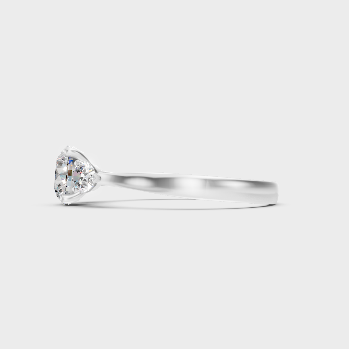 9K White Gold Trio-Stone Lab-Grown Diamond Ring With High-Brilliance Finish