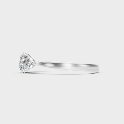 9K White Gold Trio-Stone Lab-Grown Diamond Ring With High-Brilliance Finish