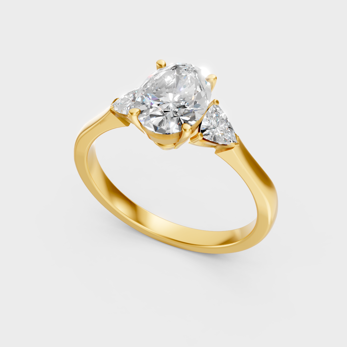 Sustainable Yellow Gold Ring With Certified Oval And Trillion-Cut Lab-Grown Diamonds