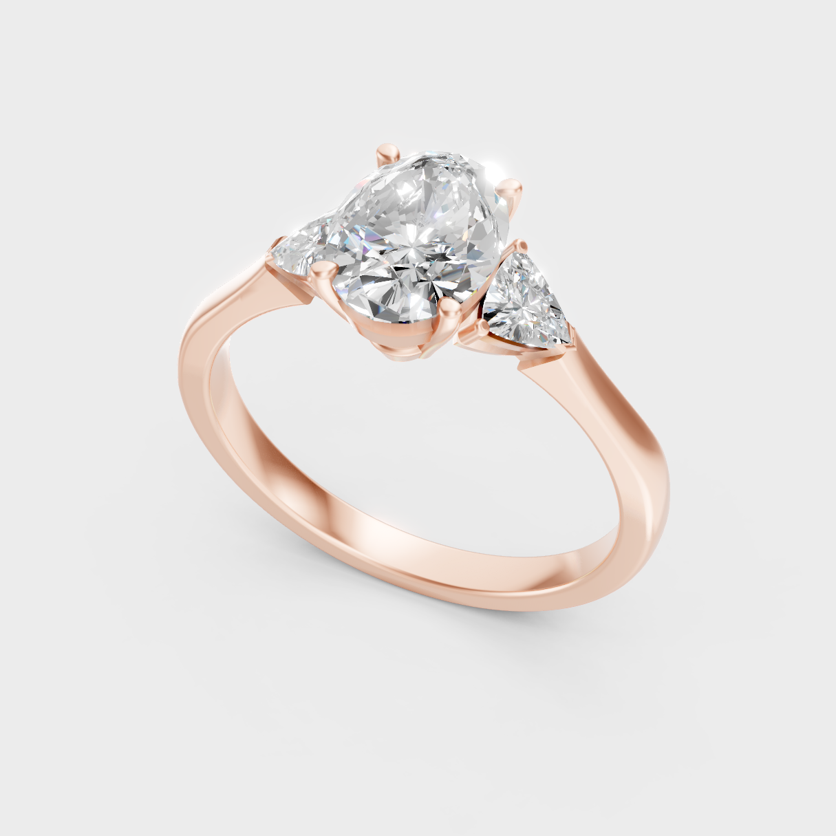 Rose Gold Oval-Cut Lab-Grown Diamond Three-Stone Ring For Modern Ethical Luxury