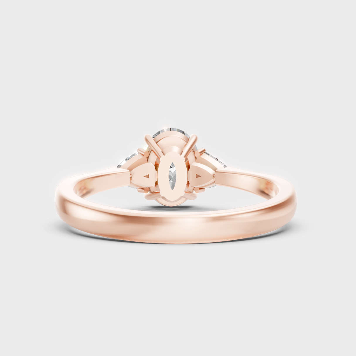 Blush Rose Gold Ring With Hallmarked Oval And Trillion-Cut Lab-Grown Diamonds