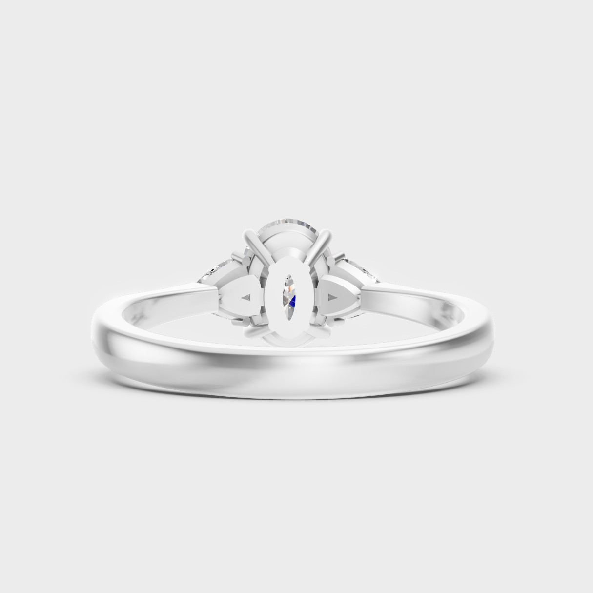 White Gold Oval And Trillion Lab-Grown Diamond Ring With Hallmark Gold Quality