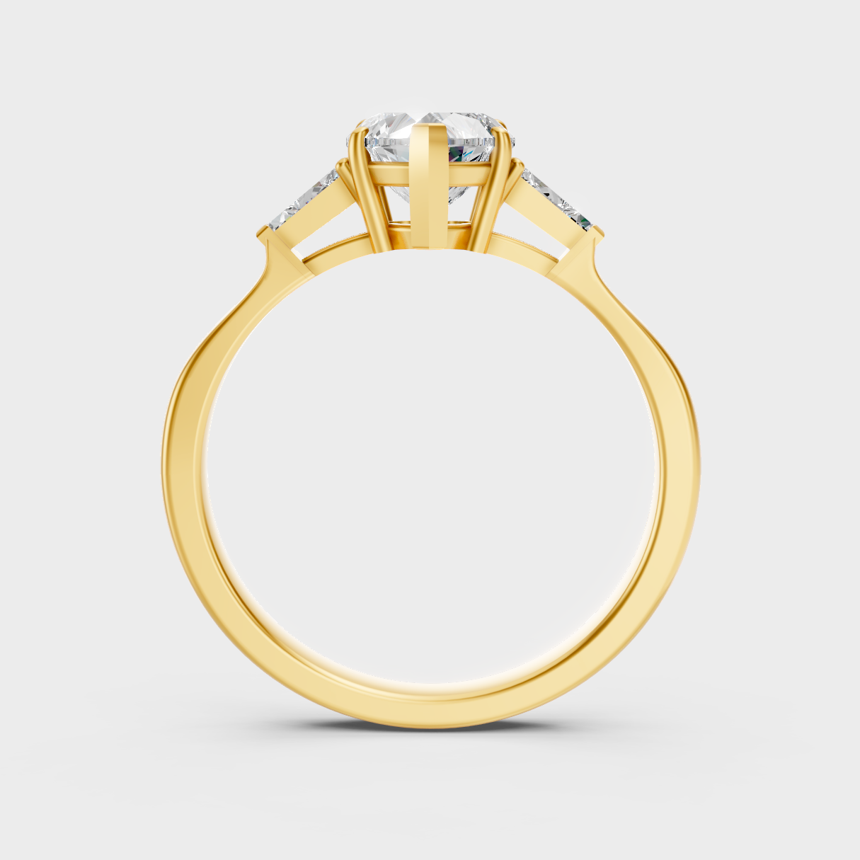 Yellow Gold Oval-Cut Diamond Ring With Trillion Accents For An Ethical Style