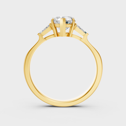 Yellow Gold Oval-Cut Diamond Ring With Trillion Accents For An Ethical Style