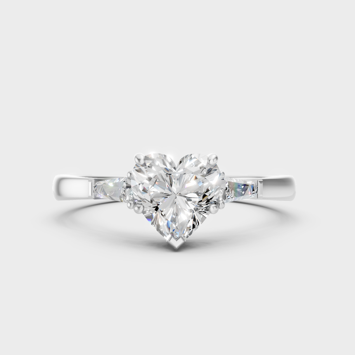 Premium 950 Platinum Heart-Shaped Lab-Grown Diamond Three-Stone Engagement Ring