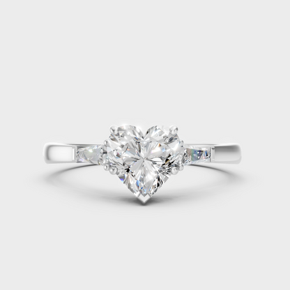 Premium 950 Platinum Heart-Shaped Lab-Grown Diamond Three-Stone Engagement Ring