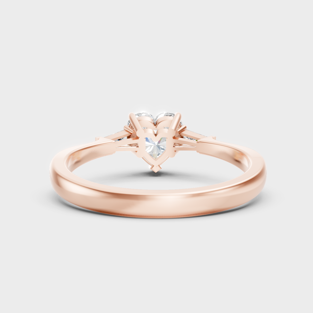 Blush Rose Gold Ring With Hallmarked Heart And Baguette-Cut Lab-Grown Diamonds