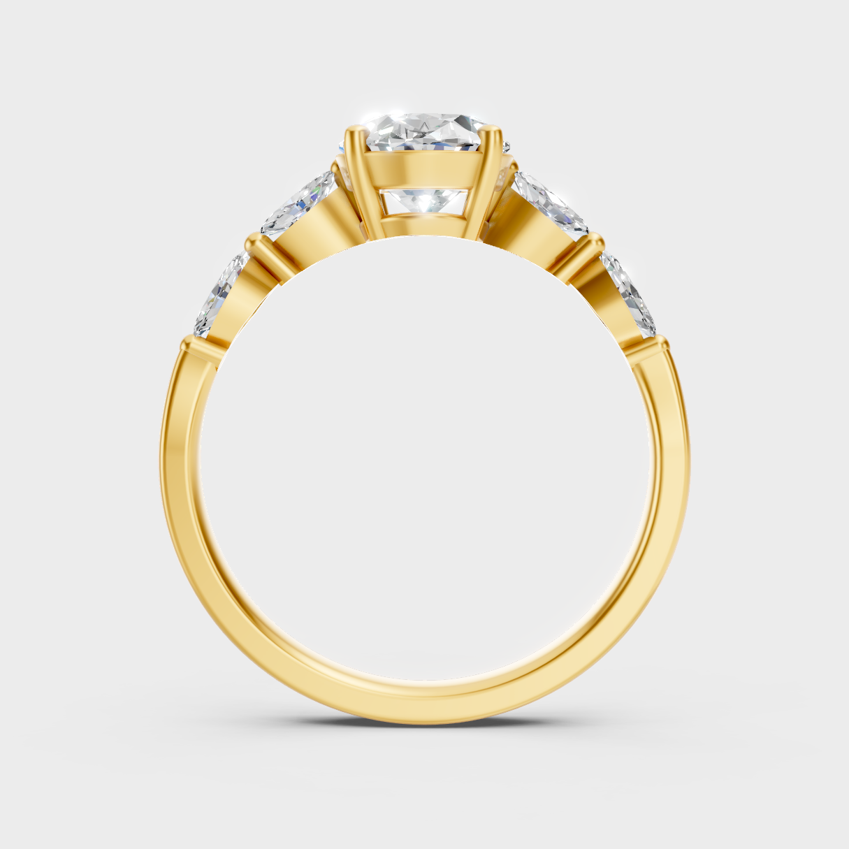Yellow Gold Heart-Shaped Diamond Ring With Baguette Side Stones For An Ethical Style