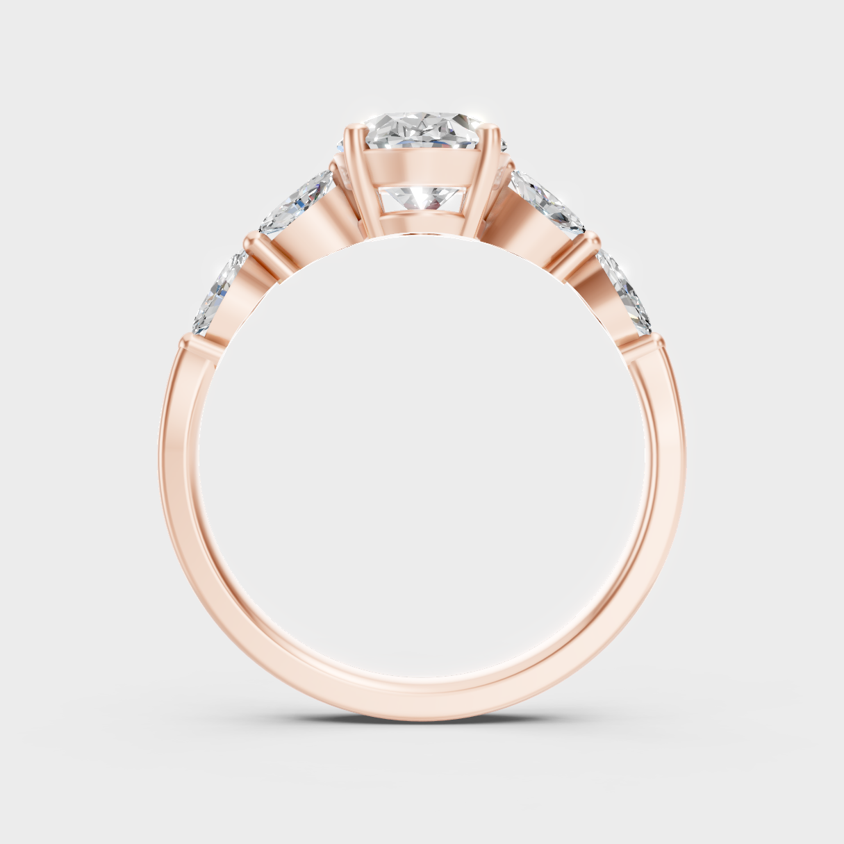 Modern Rose Gold Engagement Ring With A Brilliant Sustainable Heart-Cut Diamond Trio