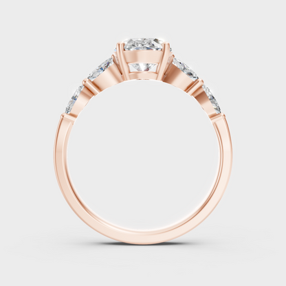 Modern Rose Gold Engagement Ring With A Brilliant Sustainable Heart-Cut Diamond Trio