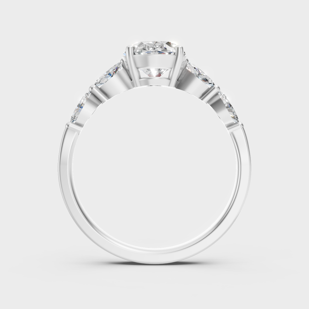 High-Polish 950 Platinum Heart-Cut Lab Diamond Ring With Tapered Baguette Side Diamonds