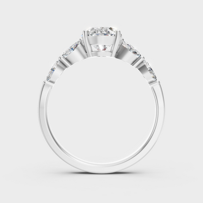 High-Polish 950 Platinum Heart-Cut Lab Diamond Ring With Tapered Baguette Side Diamonds