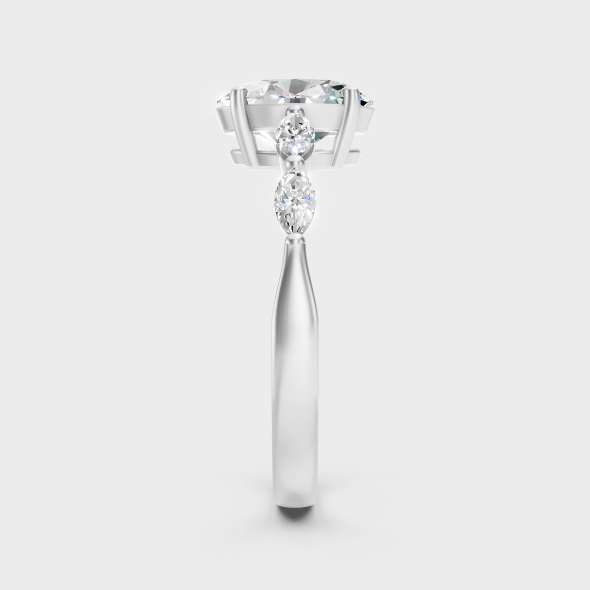 White Gold Oval And Marquise Lab-Grown Diamond Ring With Hallmark Gold Quality