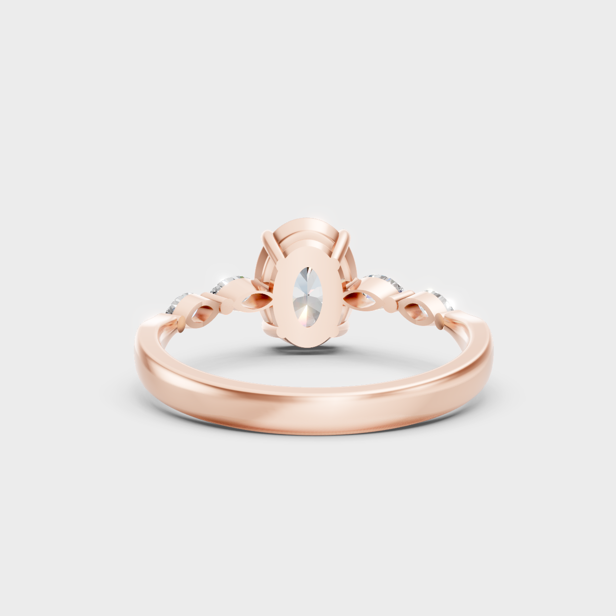 Blush Rose Gold Ring With Hallmarked Oval And Marquise-Cut Lab-Grown Diamonds