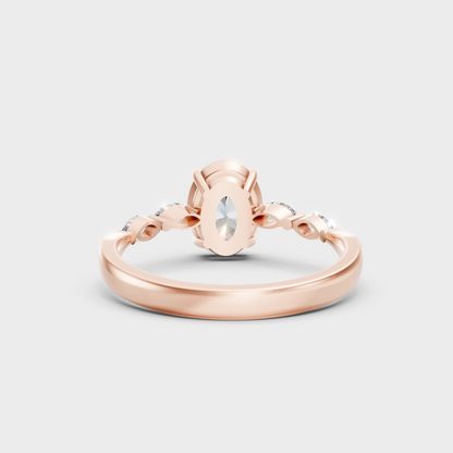 Blush Rose Gold Ring With Hallmarked Oval And Marquise-Cut Lab-Grown Diamonds