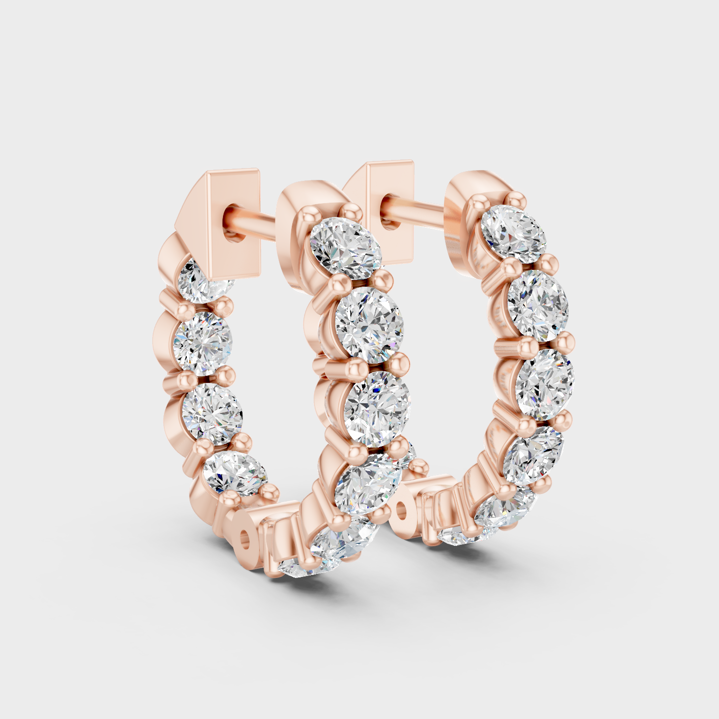 Rose Gold Round Diamond Hoop Earrings 0.80 Ct Each Ethical Lab Grown Jewelry