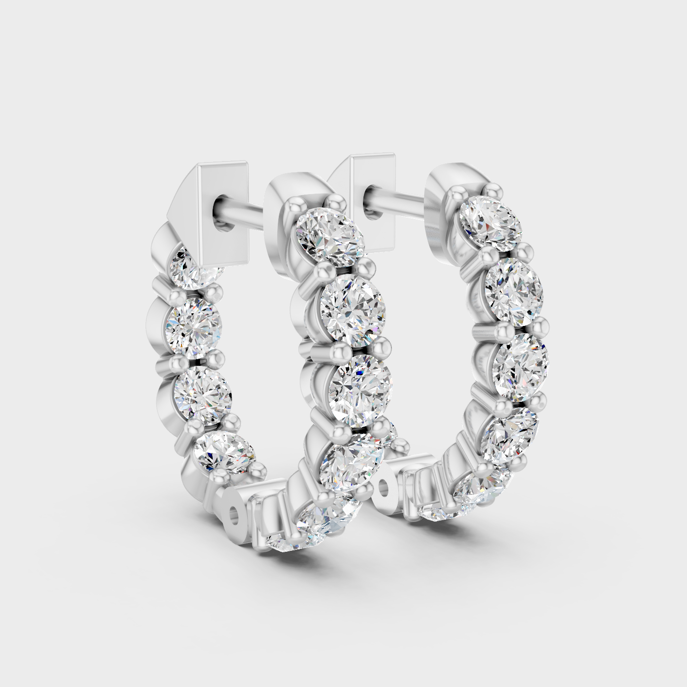 White Gold Round Diamond Hoop Earrings 1.60 Ct Modern Luxury Design
