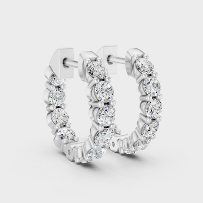 White Gold Round Diamond Hoop Earrings 1.60 Ct Modern Luxury Design