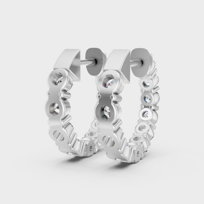 White Gold Classic Round Diamond Hoop Earrings 1.60 Ct Fine Jewelry