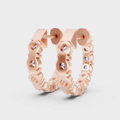 Rose Gold Round Diamond Hoop Earrings 1.60 Ct Ethical Sparkle Jewelry