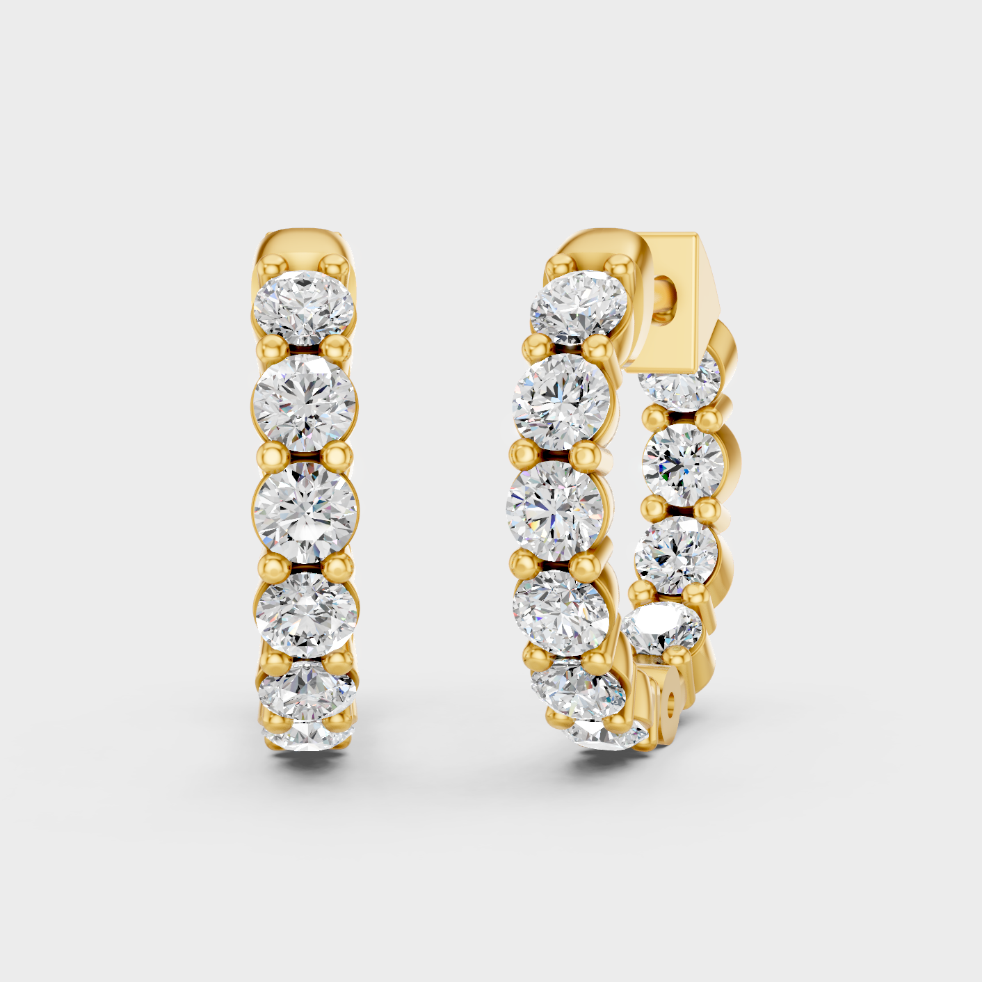 1.60 Ct Total Round Lab Grown Diamond Hoop Earrings In Yellow Gold Luxury Jewelry