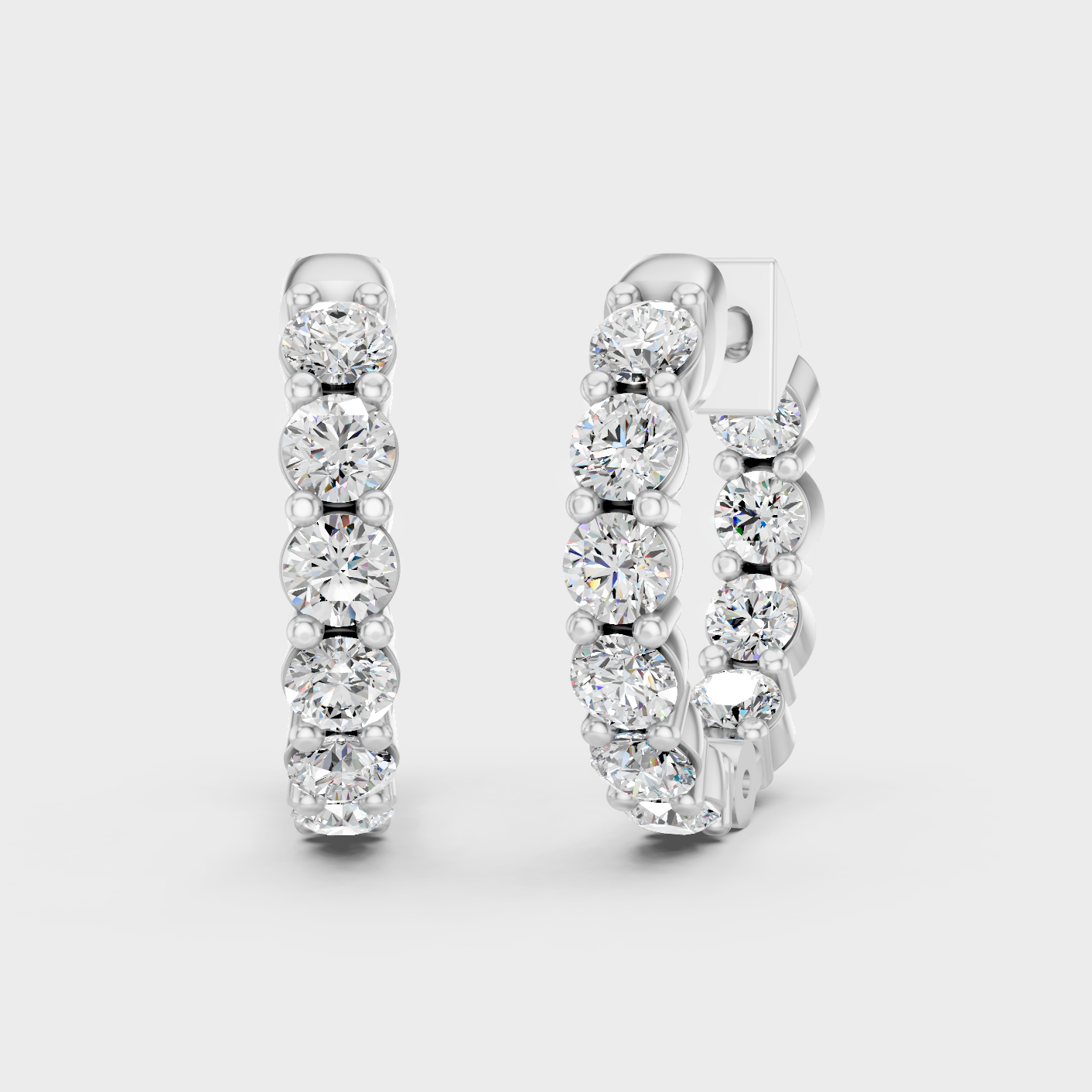 Platinum Round Diamond Hoop Earrings 1.60 Ct Ultimate Fine Jewelry