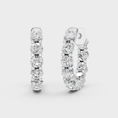 Platinum Round Diamond Hoop Earrings 1.60 Ct Ultimate Fine Jewelry