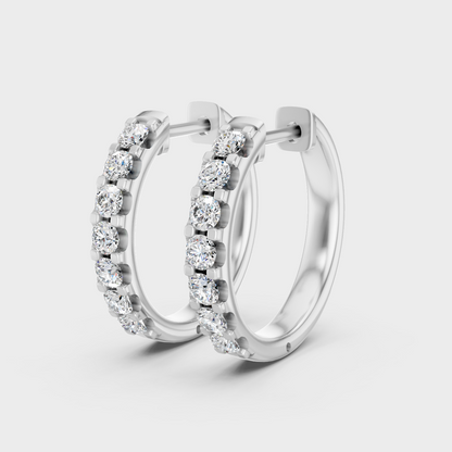 White Gold Round Diamond Hoop Earrings 0.70 Ct Lab Grown Timeless Style