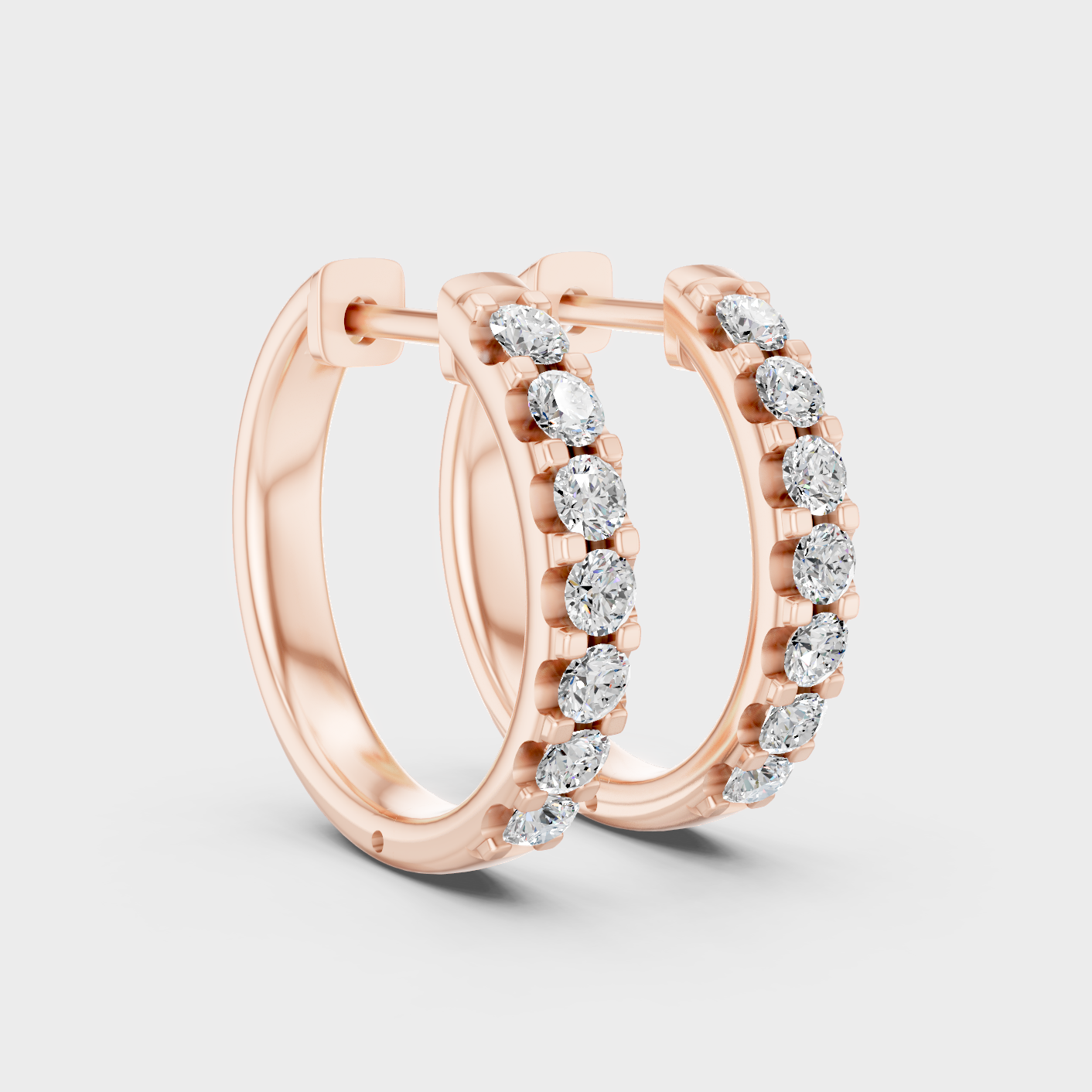 Rose Gold Round Diamond Hoop Earrings 0.35 Ct Each Ethical Lab Grown Jewelry
